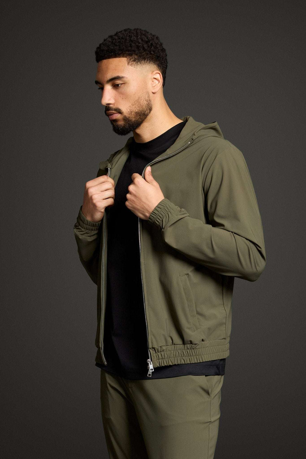 Dark Green Hooded Tech Suit